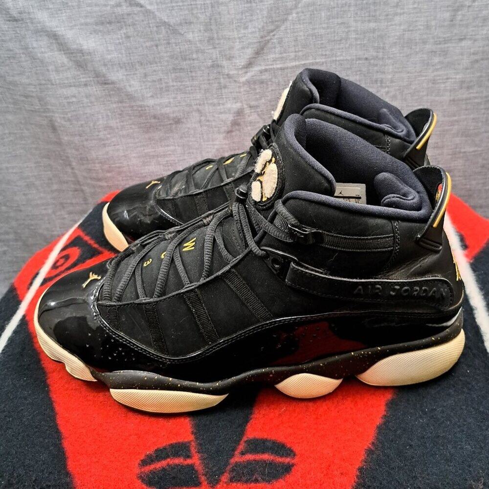 %Nike Jordan SIZE 13 Men 6 Rings 322992-007 Black Metallic Gold AJ20